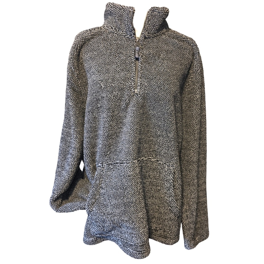 Telluride Clothing Co Mens Large Gray Marled Quarter Zip Pullover Sweater Pocket